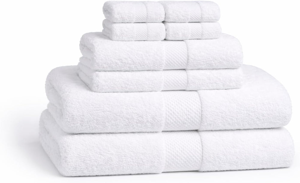 Lux Collection 8-Piece Luxury Towel Set, 100% Ring Spun Cotton, 400 GSM, White, Super Absorbent, Quick-Dry, 2 Bath, 2 Hand, 4 Washcloths