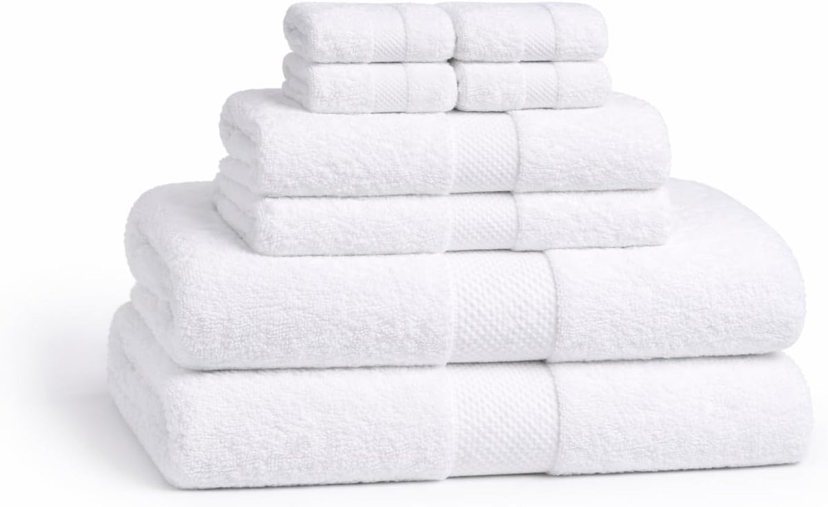 Lux Collection 8-Piece Luxury Towel Set, 100% Ring Spun Cotton, 400 GSM, White, Super Absorbent, Quick-Dry, 2 Bath, 2 Hand, 4 Washcloths