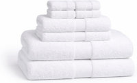Lux Collection 8-Piece Luxury Towel Set, 100% Ring Spun Cotton, 400 GSM, White, Super Absorbent, Quick-Dry, 2 Bath, 2 Hand, 4 Washcloths