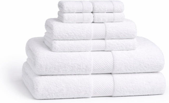 Lux Collection 8-Piece Luxury Towel Set, 100% Ring Spun Cotton, 400 GSM, White, Super Absorbent, Quick-Dry, 2 Bath, 2 Hand, 4 Washcloths