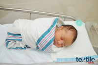 Baby Receiving Blankets 30 x 40 – White with Pink & Blue Stripes – 100% Cotton Flannel Soft Swaddle Blankets for Newborns, Hospitals (6)