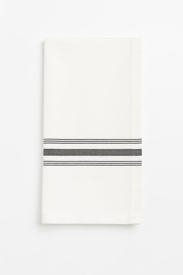 French Stripe Bistro Napkins 18”x22” – Durable, Wrinkle-Resistant & Easy Care – Ideal for Quality Restaurants (12, Black Stripe)