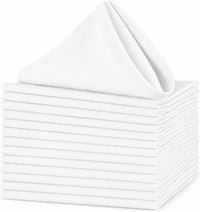 Spun Polyester Cloth Premium Napkins, 20x20 Inch, Wrinkle Resistant, Reusable, Bulk Set for Restaurants, Weddings, Parties, Home & Commercial Use (24, White)