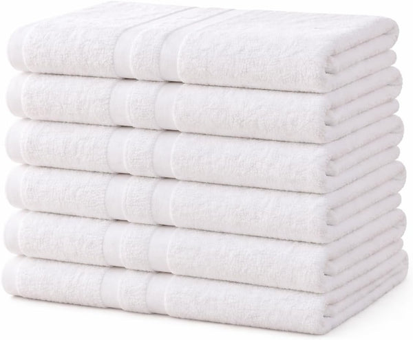 Premium Collection Bath Towel 24x50 – White Large Bath Towels for Spa, Salon, Gym, Hotel & Resort – 86% Cotton 14% Polyester – Super Soft, Thick & Highly Absorbent (6)