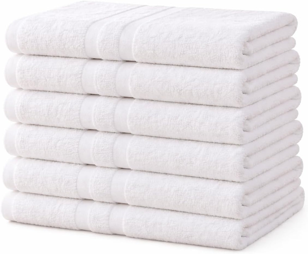 Premium Collection Bath Towel 24x50 – White Large Bath Towels for Spa, Salon, Gym, Hotel & Resort – 86% Cotton 14% Polyester – Super Soft, Thick & Highly Absorbent (6)