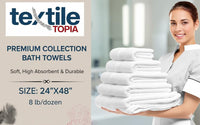 Premium Collection Bath Towel 24x48 – White Cam Border Towels for Spa, Salon, Gym, Hotel & Resort – 86% Cotton 14% Polyester – Thick, Plush & Absorbent (12)