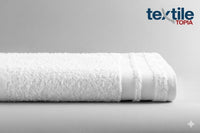 Premium Collection Bath Towel 24x48 – White Cam Border Towels for Spa, Salon, Gym, Hotel & Resort – 86% Cotton 14% Polyester – Thick, Plush & Absorbent (12)
