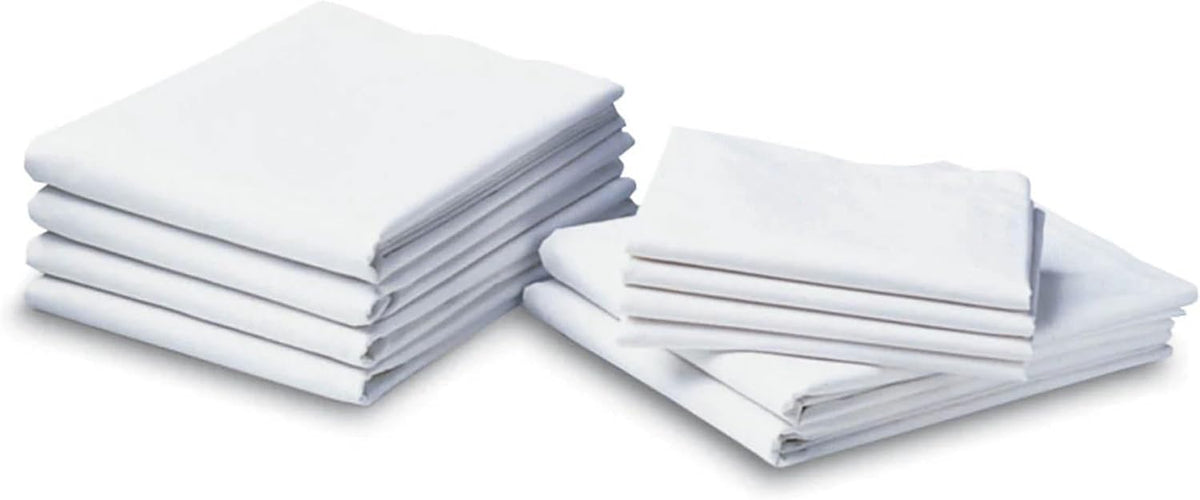 T-180 White Draw Sheets – Cotton-Polyester Blend, Easy to Wash, Commercial Quality for Healthcare & Hospitality (6, 54x72)