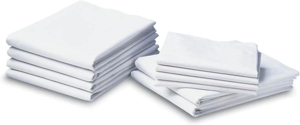 T-180 White Draw Sheets – Cotton-Polyester Blend, Easy to Wash, Commercial Quality for Healthcare & Hospitality (6, 54x72)