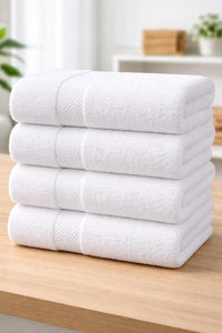 Lux Collection 27 x 54 Luxury Bath Towels – 550 GSM Plush Cotton Towels, Soft, Highly Absorbent & Quick Dry – Premium Towels for Hotels, Airbnbs & Home Use – White (4 Pack)