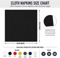 Spun Polyester Cloth Premium Napkins, 20x20 Inch, Wrinkle Resistant, Reusable, Bulk Set for Restaurants, Weddings, Parties, Home & Commercial Use (24, White)