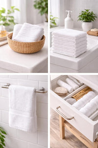 LUX Collection Washcloths 12x12 Inch, White Ring Spun Cotton, 400 GSM Plush, Highly Absorbent (60)