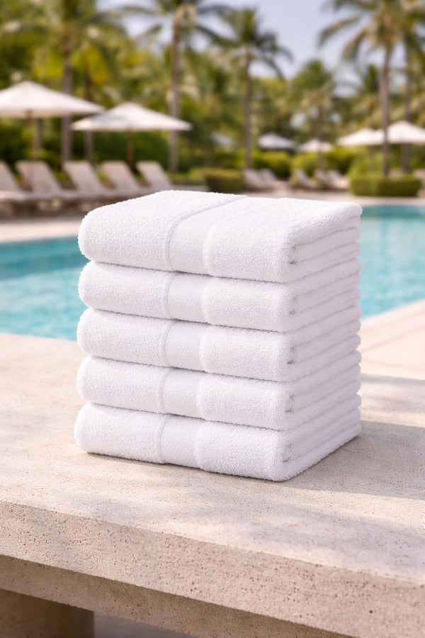 LUX Collection Hand Towels, 16x27 Inch, White, Ring Spun Cotton, 400 GSM, Plush, Highly Absorbent (6)