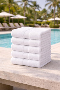 LUX Collection Hand Towels, 16x27 Inch, White, Ring Spun Cotton, 400 GSM, Plush, Highly Absorbent (6)