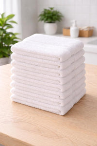 LUX Collection Washcloths 12x12 Inch, White Ring Spun Cotton, 400 GSM Plush, Highly Absorbent (60)