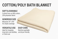70x90 Hospital Bath Blanket – Unbleached Cotton Blend 1.75 lb – Soft, Absorbent & Durable Institutional Blanket for Healthcare, Nursing Home & Home Use (2)