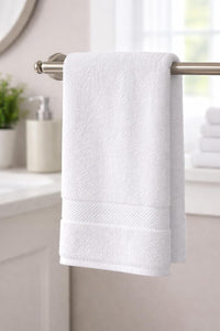 LUX Collection Hand Towels, 16x27 Inch, White, Ring Spun Cotton, 400 GSM, Plush, Highly Absorbent (6)