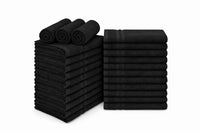 Lux Collection Black Salon Towels, 16x27 Inch, 24 Pack, 100% Cotton, Highly Absorbent, Bleach Safe, for Hair Salon, Spa, Gym