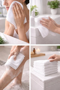 LUX Collection Washcloths 12x12 Inch, White Ring Spun Cotton, 400 GSM Plush, Highly Absorbent (60)