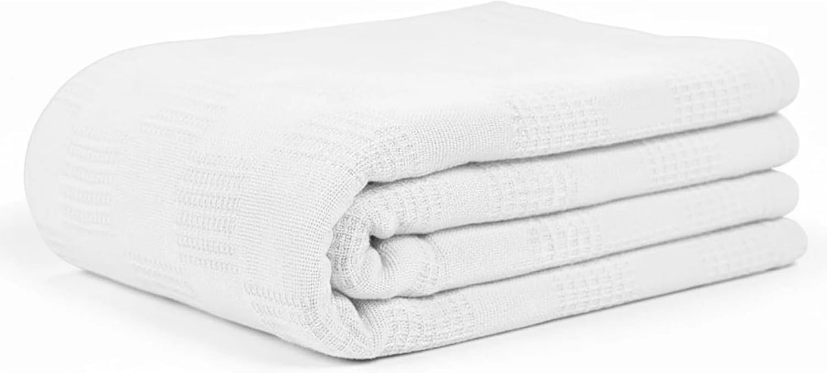 66x90 Snag-Free Thermal Blanket – Bleached White – Soft Cotton Blend Hospital & Institutional Blanket for Healthcare (6)