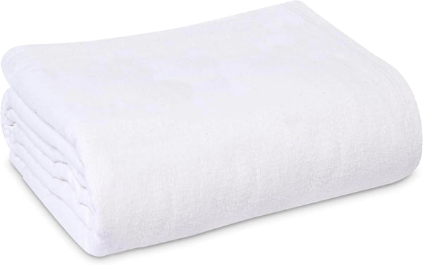 70x90 Hospital Bath Blanket – Bleached White Cotton Blend 1.75 lb – Soft, Absorbent & Lightweight Institutional Blanket for Hospitals, Clinics & Recovery Rooms (2)