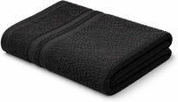 Lux Collection Black Salon Towels, 16x27 Inch, 24 Pack, 100% Cotton, Highly Absorbent, Bleach Safe, for Hair Salon, Spa, Gym