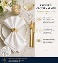 Spun Polyester Cloth Premium Napkins, 20x20 Inch, Wrinkle Resistant, Reusable, Bulk Set for Restaurants, Weddings, Parties, Home & Commercial Use (24, White)