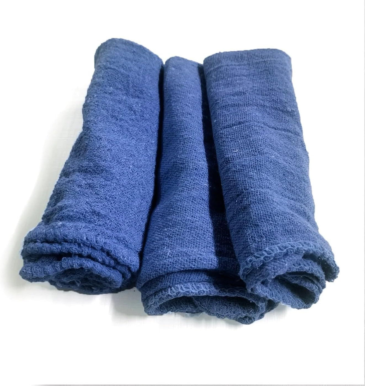 White & Red Shop Towels – Reusable Cotton Rags, Lint-Free & Heavy – Duty Cleaning Towels for Garage, Auto & Industrial Use (50, Blue)